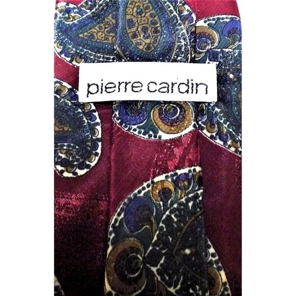 Pierre Cardin men's tie large multicolor paisley print 58 inches long silk - Picture 3 of 3